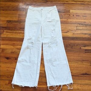 Women's White Distressed Flare Jeans